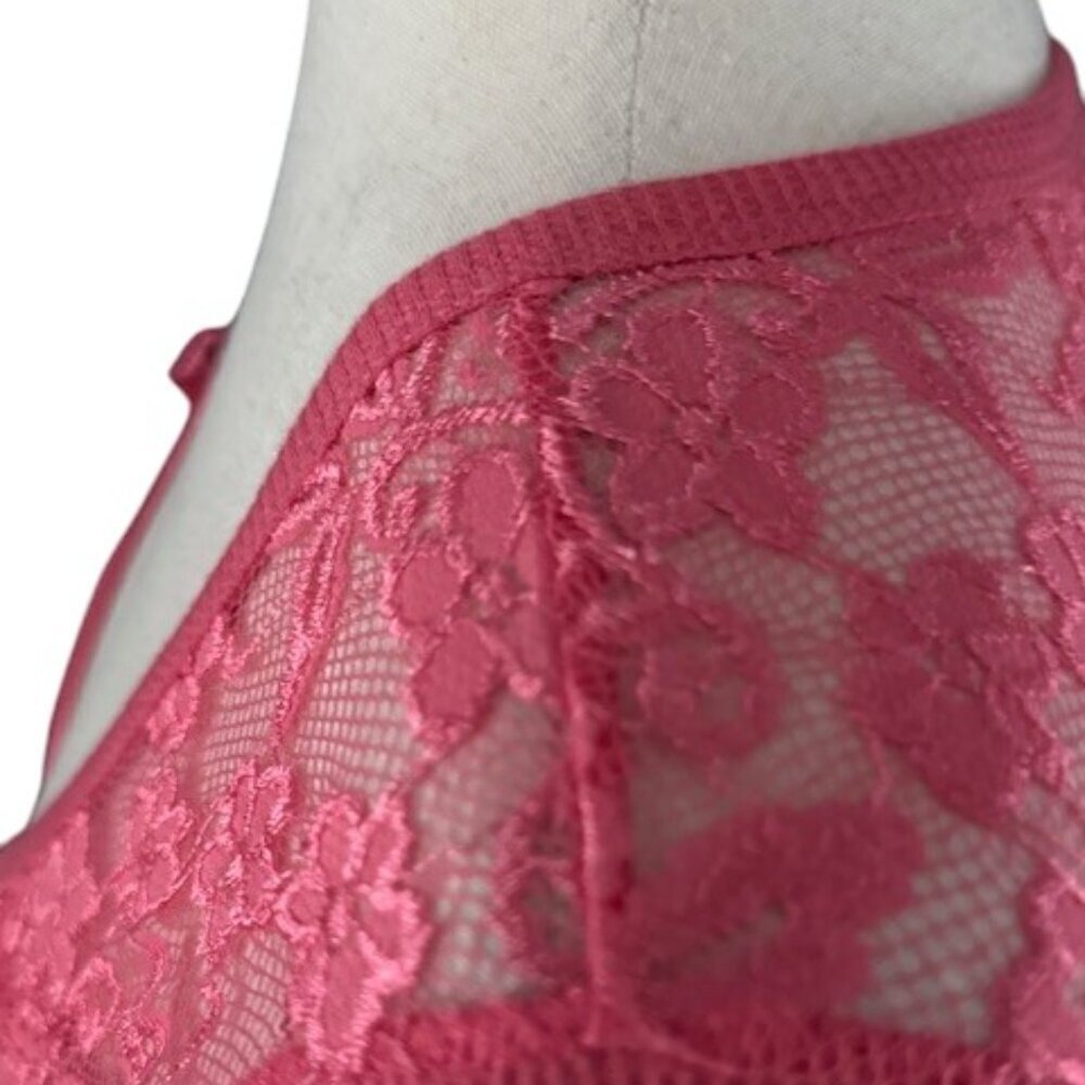 Colt Story Women's Long Sleeve V Neck Pink Buttons Lace Details T-Shirt PLUS 2XL - Picture 7 of 13